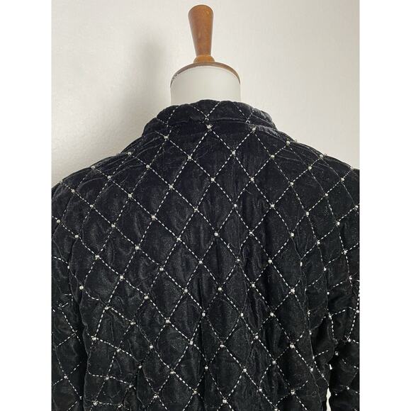 Something Navy Jacket Blazer Quilted Velvet Studded - Picture 8 of 12